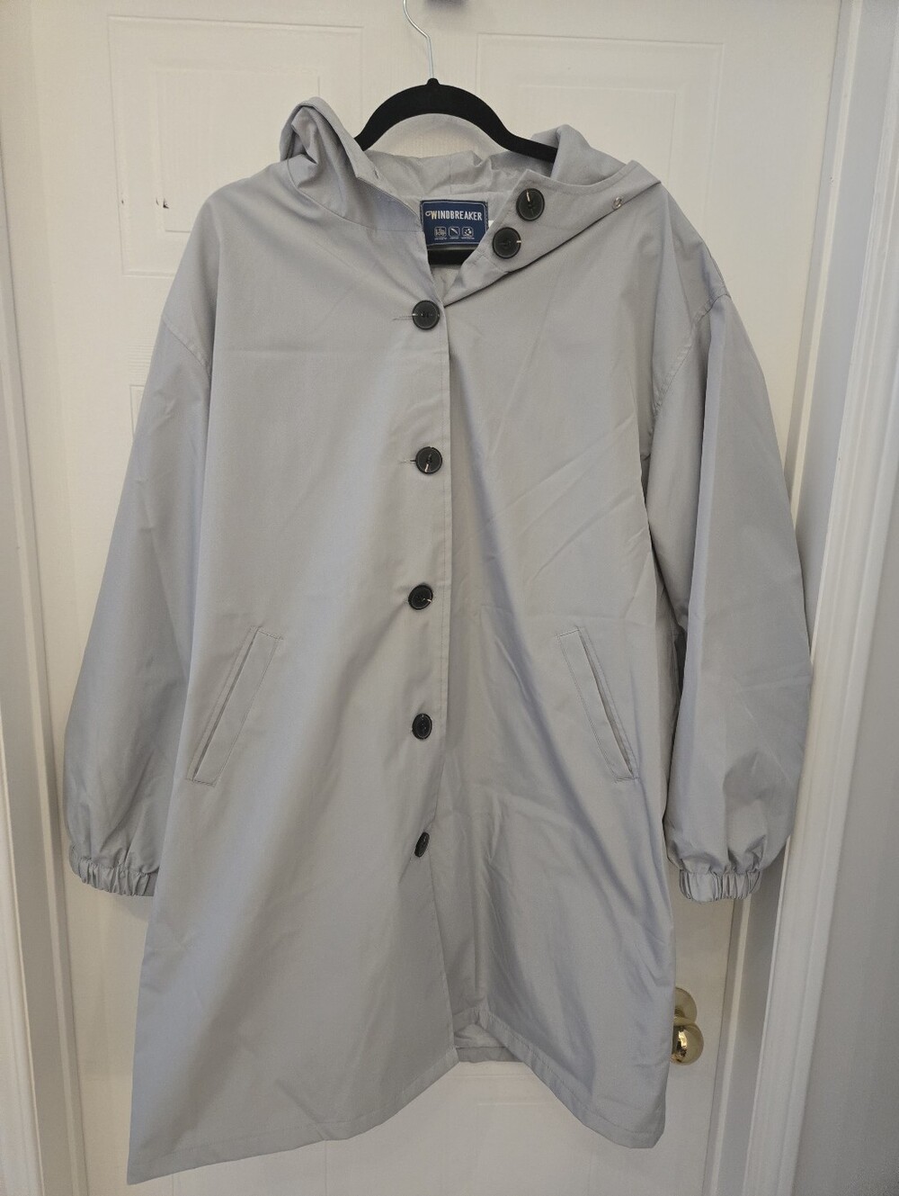 Hooded Raincoat in Light Gray